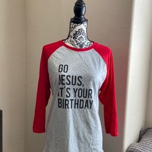 Southern Winston Long Sleeve Tee: Go Jesus it’s Your Birthday. Size Small